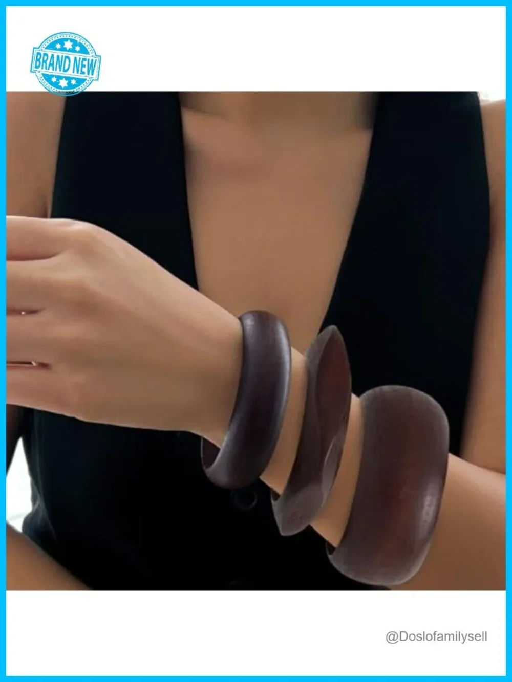 3 PCS Acrylic Resin Bangle Bracelet Set Chunky Geometric Cuff Wide Wristband